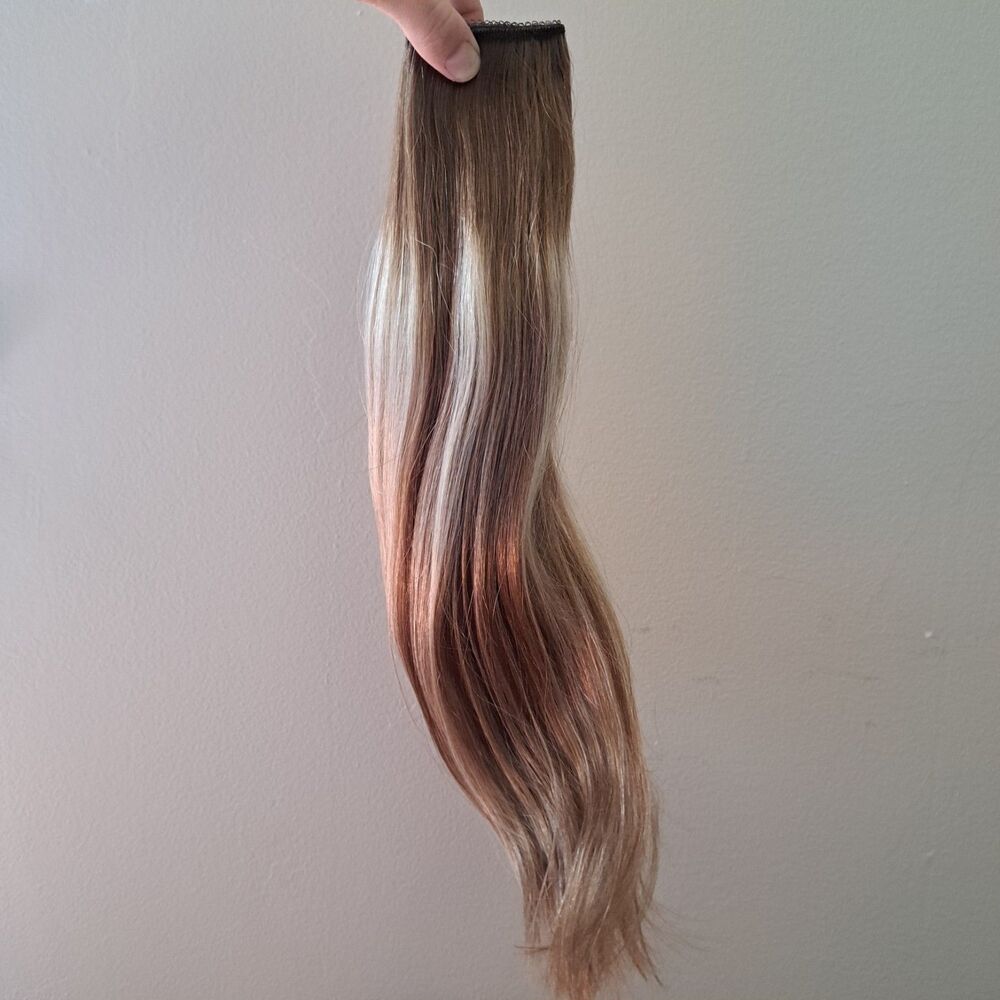 Full Shine 100% Real Human Hair Extension Clip In Wire 16" Balayage Brown 6/60/6